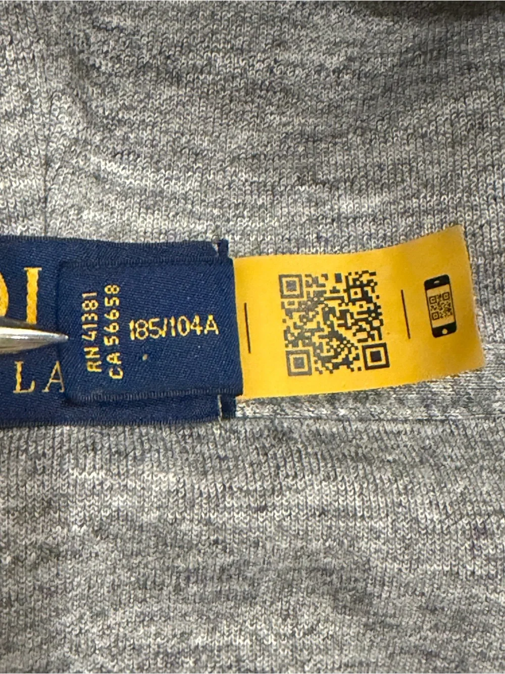 Polo Ralph Lauren Gray Double-Knit Full-Zip Hoodie Size L Authentic QR code